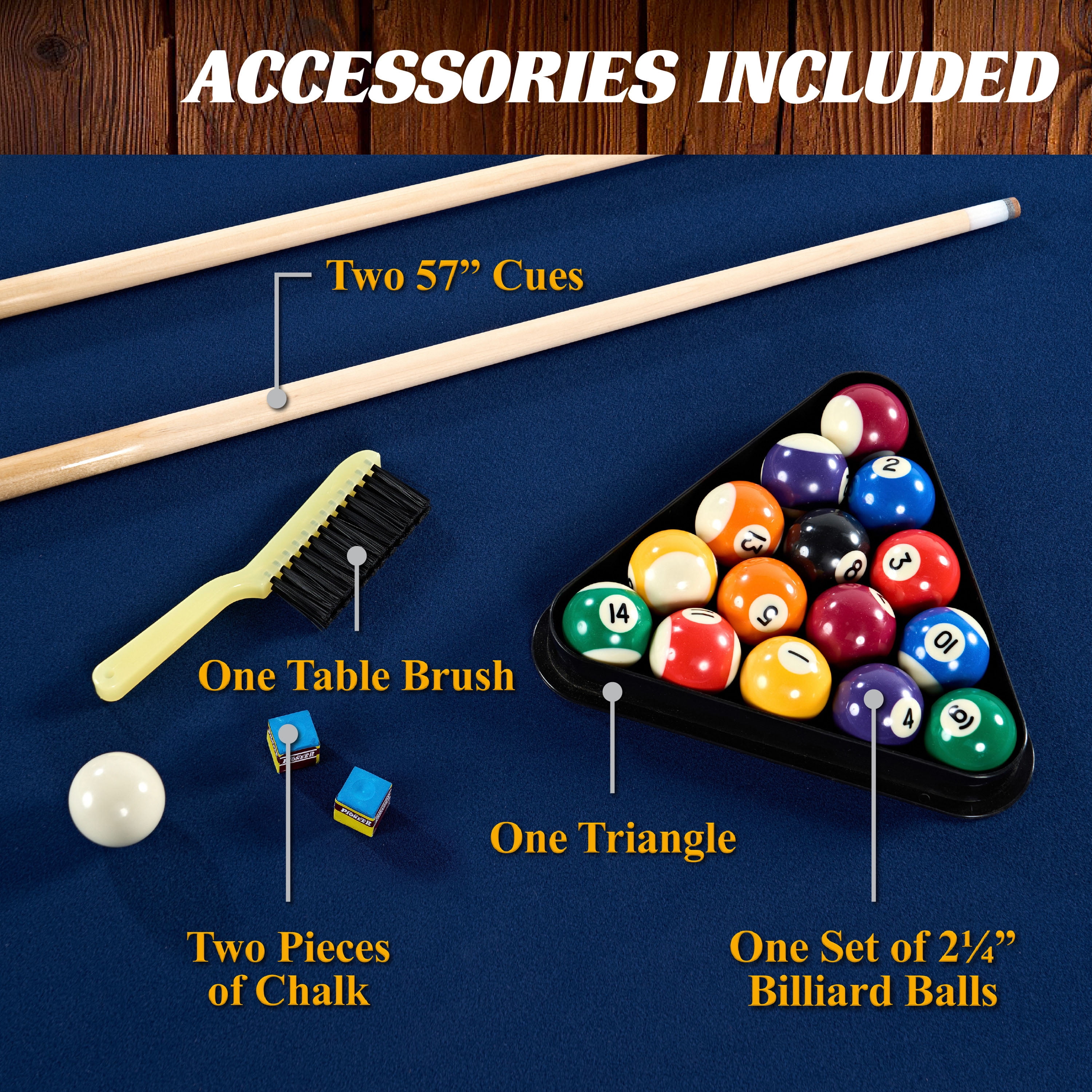7.25 ft Felix Billiard Pool Table with Complete Accessories Set, Blue, by Barrington Billiards