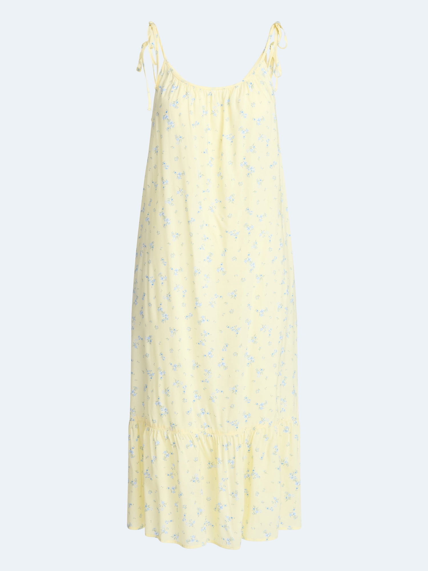 Joyspun Women's Woven Midi Sleep Gown with Shoulder Tie, Sizes XS to 3X