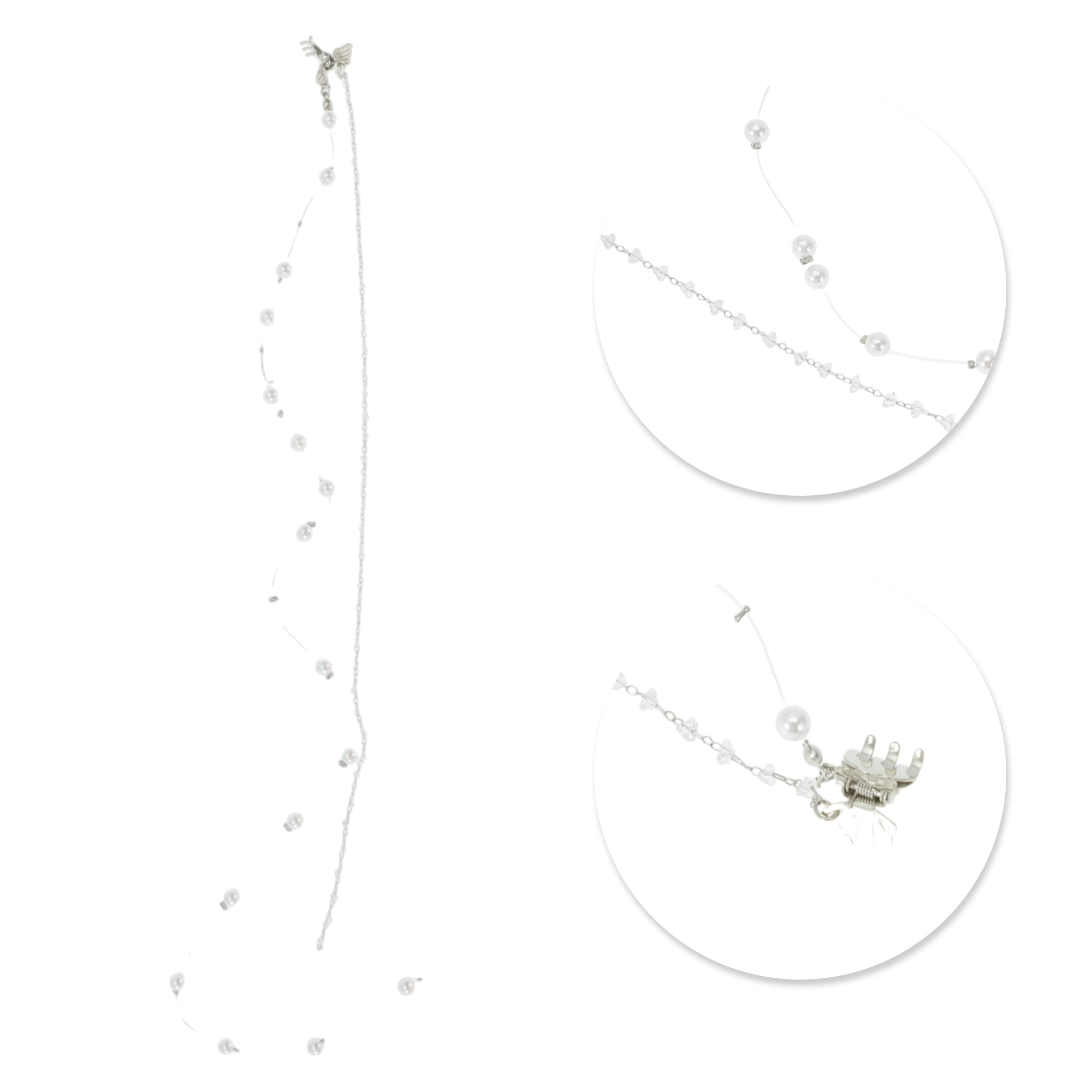 Unique Bargains Butterfly Faux Pearl Braided Hair Chain 1Pc