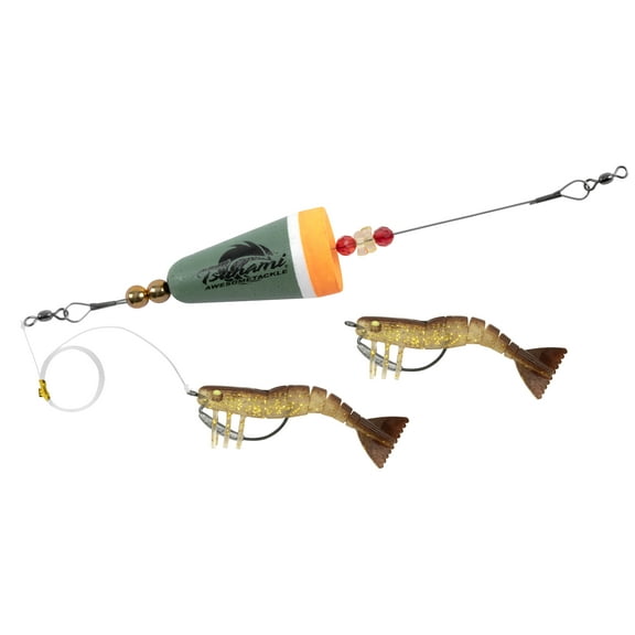 Tsunami 3" Tough Tail Shrimp Soft Bait Rig for Fishing, Natural
