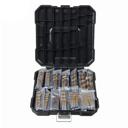 

STONEGO 99Pcs High Speed Steel Titanium Plated Twist Drill Bit Set - Straight Handle 1.5mm-10mm Wood Metal Plastic Drilling Durable and Precision-Fit Bits for DIY Projects and Professional Use