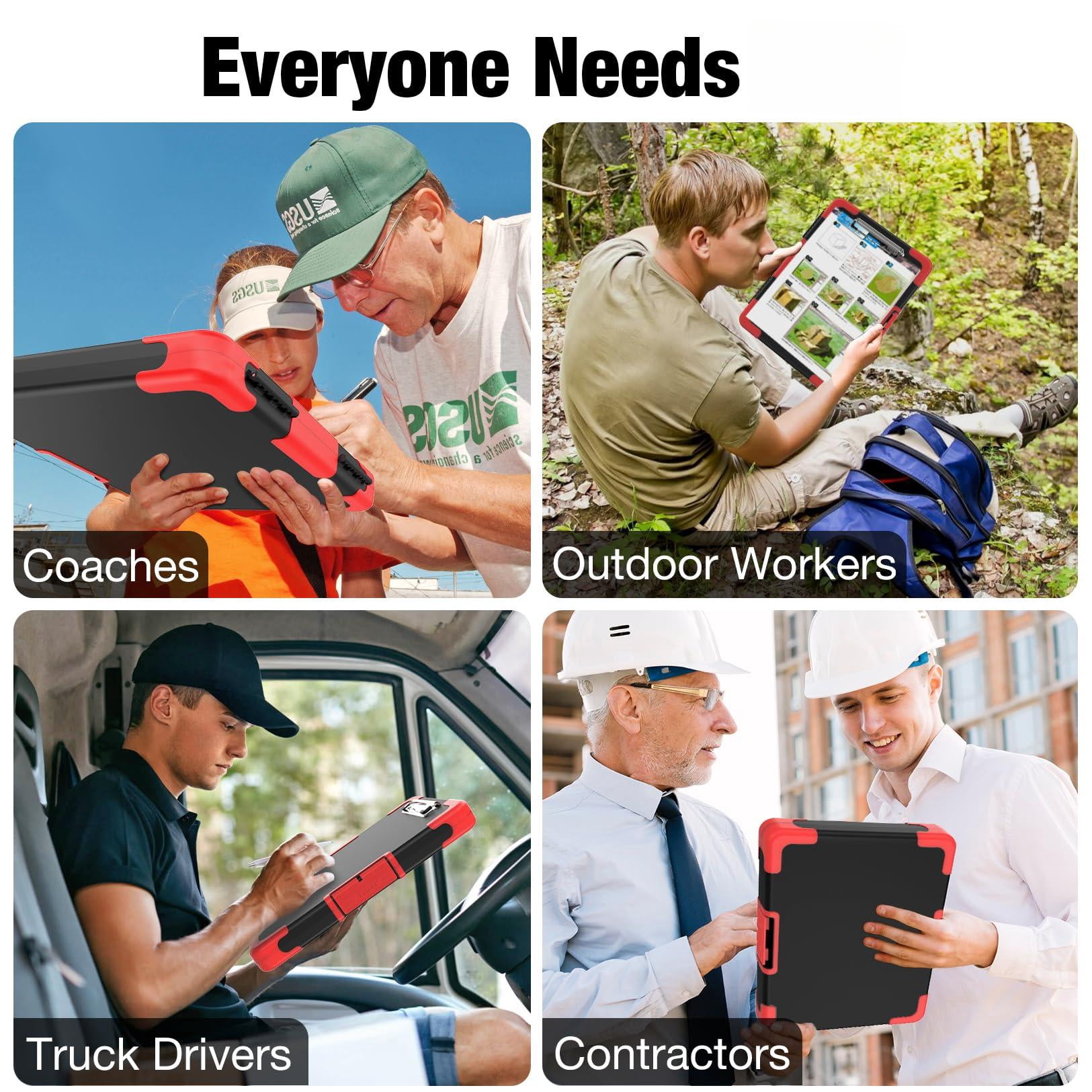 Toughest Clipboard With Storage  Internal Pen Pouch Included Letter/ A4 Size Shockproof Heavy Duty Plastic Clip Boards 8.5x11" High Capacity Clipboards Box Case For Contractor Trucker Driver