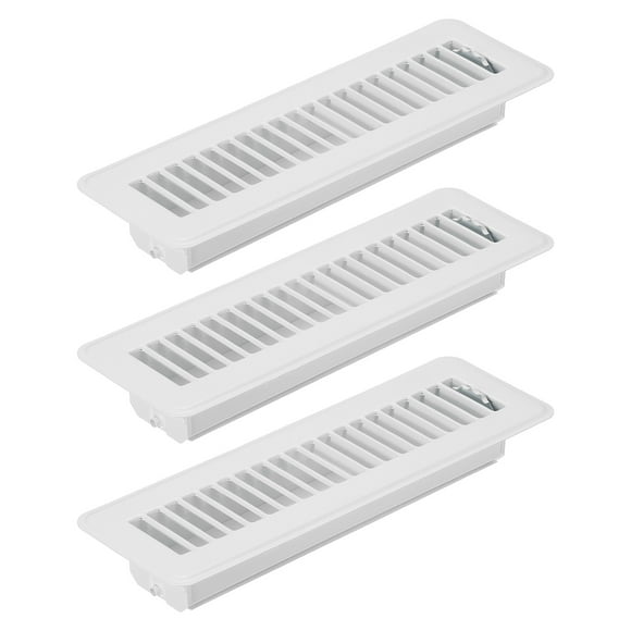 Uxcell Registro de Piso de 10 x 2 Pulgadas, 3pcs Cubierta de Ventilación de Aire de Alta Resistencia, Rejillas de Piso Ajustables, Blanca