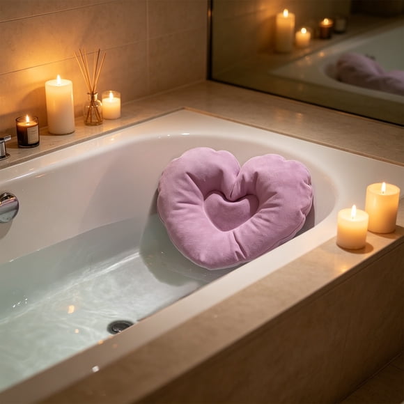 EGNMCR Lot de 2 Coussins Gonflables pour Baignoire Appui-Tête de Spa Doux avec 2 Ventouses Puissantes Soutien de Bain Confortable Forme de Fleur et de Cœur Coussin de Bain Gonflable en PVC