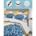 thumbnail image 4 of Blue Yellow Floral Spring Full Size Down Alternative Comforter, Lightweight Comforter Quilt Bedding Set with Pillow Shams Elegant Botanical Summer All Seasons Bed Comforter Duvet Insert 78"x90", 4 of 7