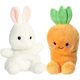thumbnail image 1 of Peluche Aurora Palm Pals, alegre conejito de zanahoria y rabo de algodón, 1 of 7