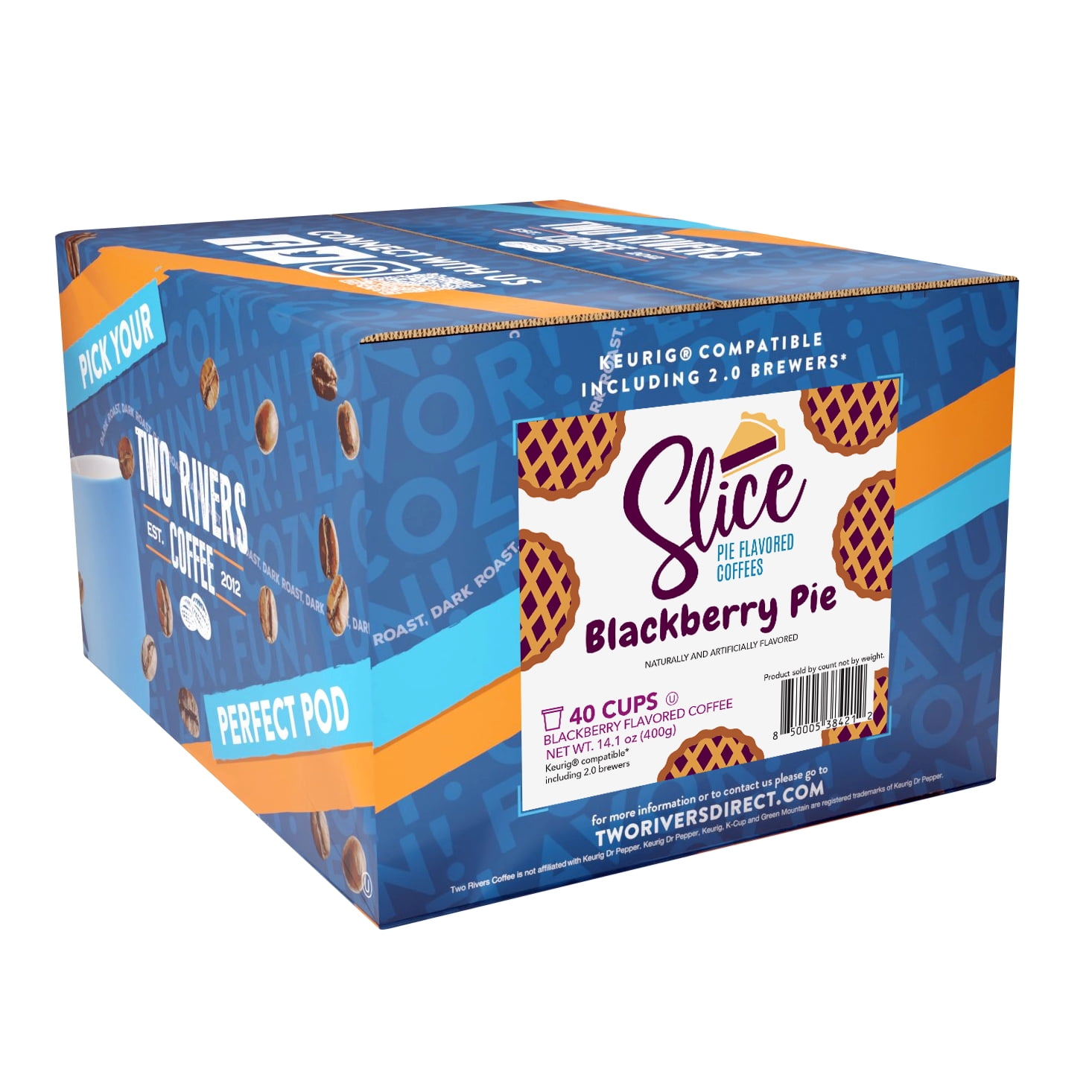 Slice Coffee Blackberry Pie Flavored Coffee Pods for Kcup Brewers, 40 Count
