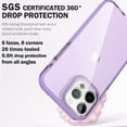 thumbnail image 2 of Shockproof Clear Design for iPhone 13 Pro Case, Certified 6.6ft Drop Protection, Raised Edges Protect Camera and Screen, Purple, 2 of 11