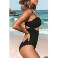 thumbnail image 4 of Traje de baño de una pieza para mujer Traje de baño sexy con recorte festoneado negro M, 4 of 5