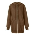 thumbnail image 3 of Resicozy Women's Zip Up Hoodies Plus Size Long Tunic Sweatshirts Casual Fashion Fall Jacket Coat with Pockets Coffee 2XL, 3 of 5