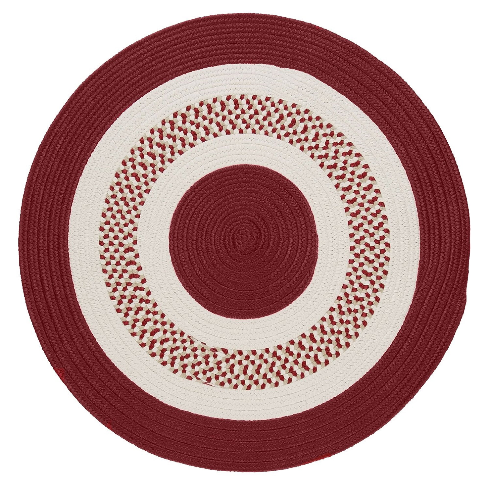 7' Red and White Round Area Throw Rug