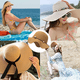 thumbnail image 4 of Sombrero de paja para mujer, ala ancha, gorra de playa para el sol, plegable, grande, para mujer, de papel natural trenzado, 4 of 5