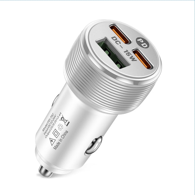 Cargador De Coche Adaptador de teléfono para automóvil 5V 3A 3 puertos USB PD Tipo-C Adaptador de carga para iPhone 14 Pro