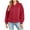 Wine, variant on Women's Fleece Zip Up Jacket - Casual Long Sleeve Bomber Jacket With Ribbed Cuffs & Hem For Fall Winter Outerwear Wine XL