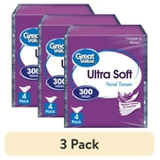(3 pack) Great Value Ultra Soft Facial Tissues, 4 Cube Cartons, 75 Tissues per Cube, 3-Ply