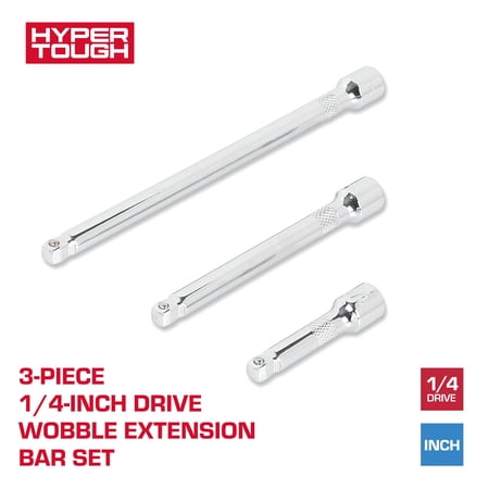Hyper Tough 3-Piece 1/4-inch Drive Wobble Extension Bar Set