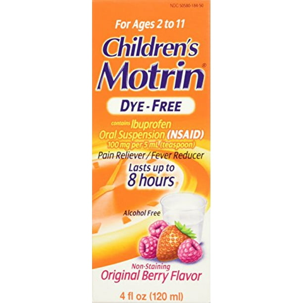 3 Pack Children's Motrin Ibuprofen Oral Suspension DyeFree Berry 4oz