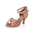 thumbnail image 1 of UKAP Laides Latin Shoe Ankle Strap Sandals Open Toe Dance Shoes Performence Lightweight Brown-7 cm 7.5, 1 of 2