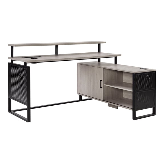 Ace 60"x 50" L-Shape Desk Engineered Wood in Grey Taupe Top