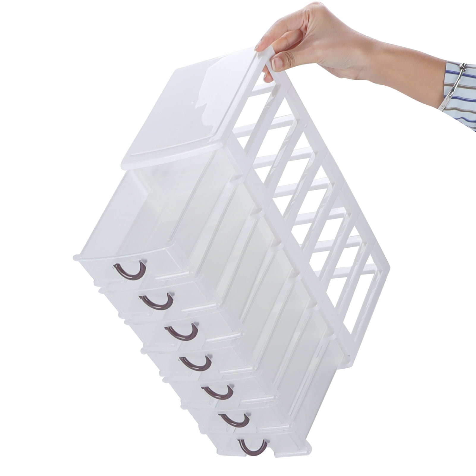 (5"x7"x13")Small Plastic 7 Drawer Desktop Storage System, Mini Organizer Box, Storage Container, Clear(2 pack)