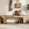 thumbnail image 6 of Finmind 63" Wood Bench, Long Farmhouse Dining Bench for Kitchen Table, Rustic Entryway Bench for Hallway, Living Room, Bedroom, Natural Brown, 6 of 7