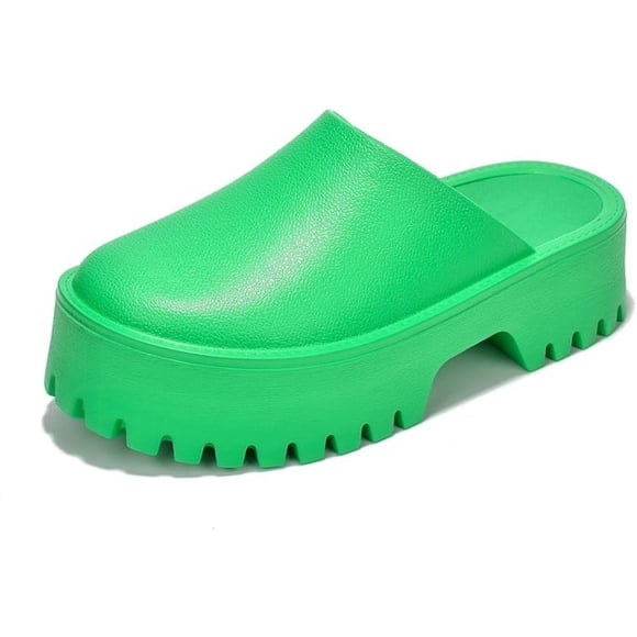 Women's Solid Color Cushioned Flatform Sandals, Slip-on Casual Platform Slides, Trendy Eva Round Toe Summer Garden Shoes, Platform Mule Clogs for Women Shoes for Women Girls