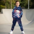 thumbnail image 2 of Uorisanigo Big Kids Tracksuit Boys Girls 2 Piece Galaxy Axolotl Sweatsuit Jogging Fall Outfits Long Sleeve Hoodie Sweatshirt and Cargo Jogger Pants Clothing Sets, 2 of 7