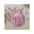 thumbnail image 2 of Infant Baby Girls Casual Romper, Rainbow Pattern Sleeveless Patchwork Sling Bodysuit, 2 of 8
