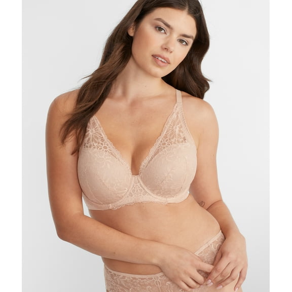 Camio Mio Womens Lightly Lined Lace Plunge Bra Style-B30349