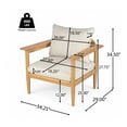 thumbnail image 3 of Christopher Knight Home Wood Outdoor Lounge Chair with Wide Backrest and Armrests, Beige Cushion, 3 of 13