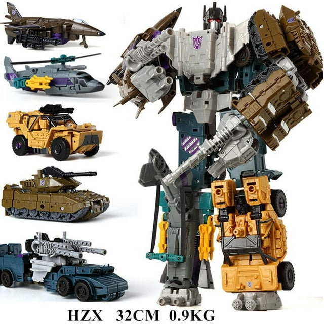Haizhixing 6 IN 1 Set Transformation Toys Boy Devastator Action Figure Robot Engineering Vehicle Car Aircraft Model Kids H903