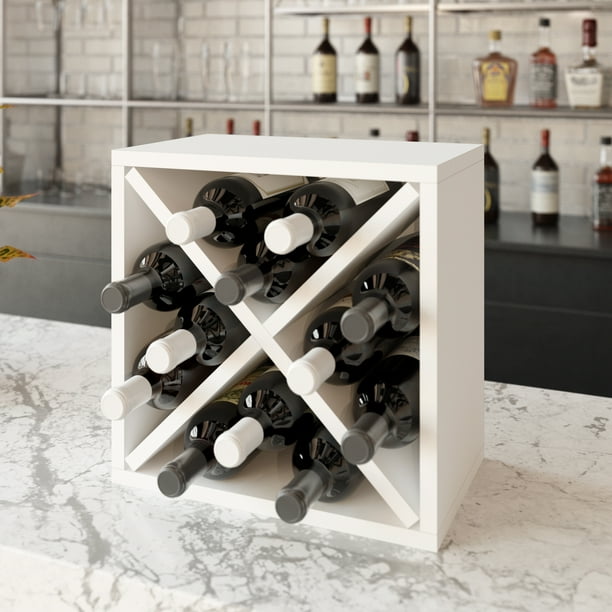 Way Basics Stackable Blox Wine Cube Storage 12 Bottles, White