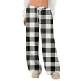 thumbnail image 2 of Hearthz Plaid Flannel Pajama Pants for Women Fuzzy Winter Warm Thermal Pajama Bottoms Women Wide Leg Drawstring Sleep Pants Women, 2 of 4