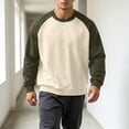 thumbnail image 2 of Gytharion Men's Color-blocking Sweatshirts Raglan Sleeve Solid Color Classic Pullovers Fall Comfortable Pullover Tops, 2 of 5
