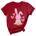 thumbnail image 1 of Outfmvch Chemises de Pâques pour Femmes, Chandails en Molleton à Col Rond pour Femmes, Chemises à Manches Courtes pour Femmes, Hauts de Sortie pour Femmes, Imprimé Floral de Pâques Lapin Col Rond Manches Courtes, T-Shirts Graphiques pour Femmes Rouge 1 m, 1 of 3