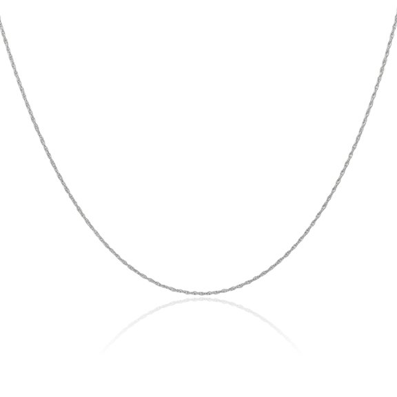 14K Solid White Gold 0.7mm Rope Chain Twisted Link Necklace