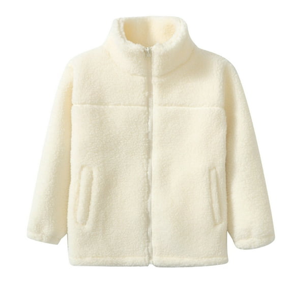 adviicd Boys Uniform Jacket Toddler Fleece Jacket Kids Lightweight Outerwear Boys Girls Long Sleeve Fall Spring Coat (Beige,2-3 Years)