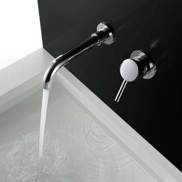 Grifo monomando para lavabo de baño Rawiri, 2 orificios, montaje en pared