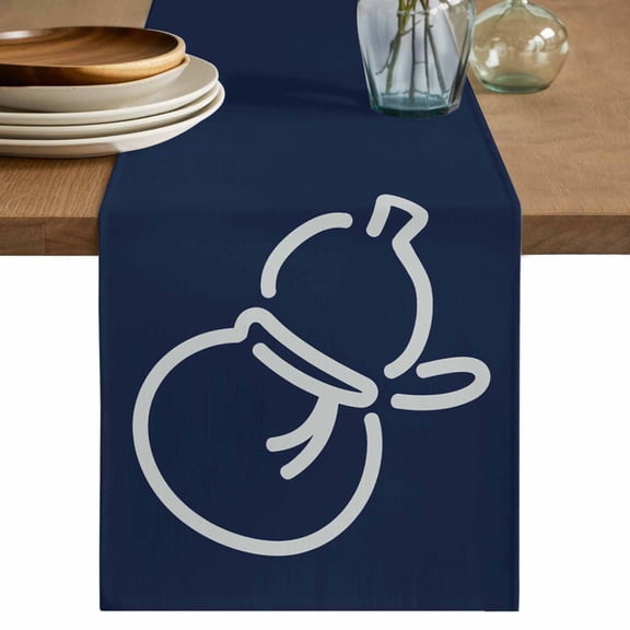 Navy Blue Cute Gourd Table Runner 72 Inches, Geometric Modern Abstract Art Bed Runner Dresser Scarves Tabletop for Indoor Outdoor Parties/Ceremony/Banquet, 13" x 72"