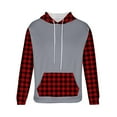 thumbnail image 5 of Lorytime Oversized&nbsp;hoodies&nbsp;for&nbsp;men Plaid Fleece Streetwear Sweatshirt Long Sleeve Drawstring Pullover with Pocket Tops, 5 of 5