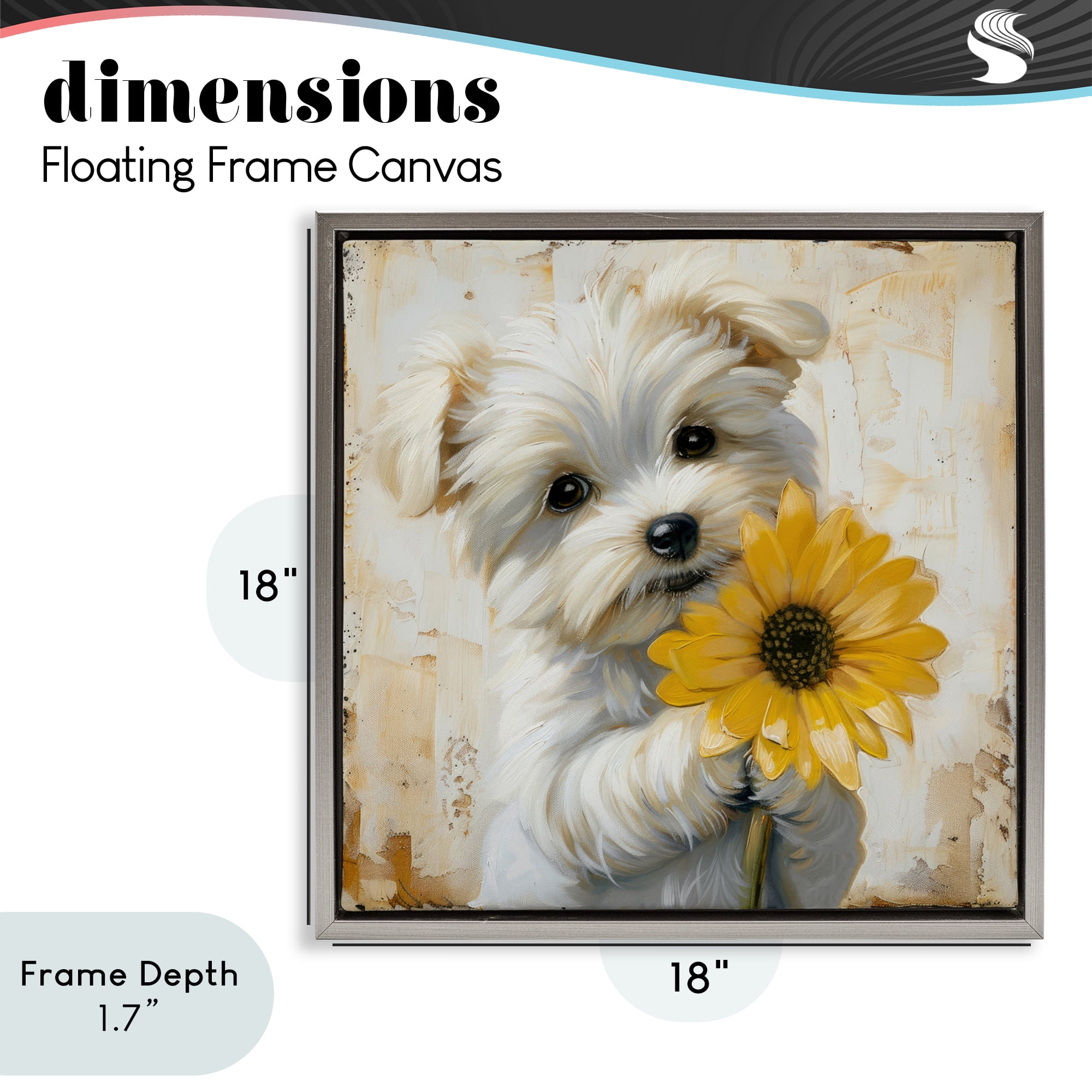 Stupell Industries Little Lucky Puppy Gray Framed Floater Canvas Wall Art, design by Tina LeCour