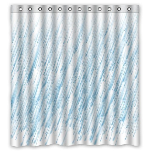 YUSDECOR Blue Raindrop Stripe Art Waterproof Shower Curtain Set with Hooks Bathroom Accessories Size 66x72 inches