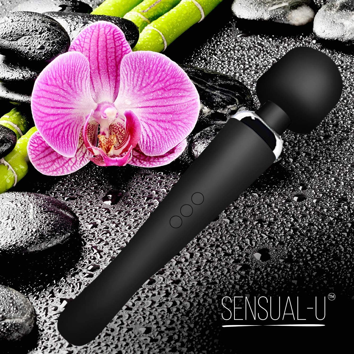 Helisun Magic Massager Rechargeable Cordless Wand Massager USB Charging 8  Speeds and 20 Frequencies Handheld Electric Back Massagers for Neck and Back  Quiet Black