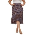 thumbnail image 3 of Beautybatik Wine Women Batik Floral Print Long Flowy Pleated Elastic High Low Ruffle Skirt 1X, 3 of 5