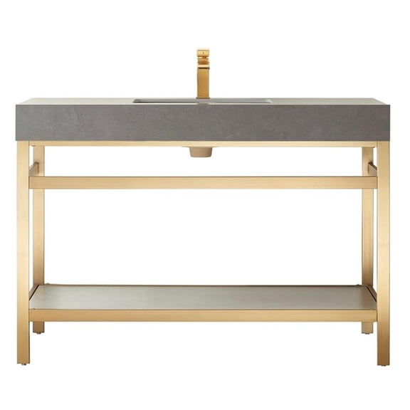 Funes 48" Single Sink Bathroom Vanity in Brushed Gold Frame Gray Top No Mirror