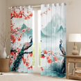 thumbnail image 2 of Peacock Window Curtains 38"Wx54"L,Japanese 30%-50% Blackout Curtains Cherry Blossom Curtains & Drapes Women,Watercolor Mount Fuji Sakura Animal Aesthetics Room Decor 2 Panels, 2 of 6