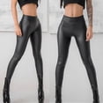 thumbnail image 4 of Womens PU Leather Pants Stretchy Hip Push Up Skinny Tight High Waist Leggings, 4 of 10