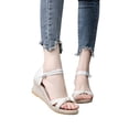 thumbnail image 2 of hopeusnice Women's Wedge Sandals Summer Ankle Strap Espadrille Beach Shoes Open Toe Buckle Buckle Sandals White 41, 2 of 5