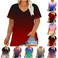 thumbnail image 5 of Dvprdro Women's Spring Summer Plus Size Tops Fashion Casual Gradient V Neck Short Sleeve Tunic Blouse Loose Comfortable Comfortable T Shirt Tops, 5 of 5