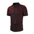thumbnail image 2 of USNSM Men's Disco Shirt Sequins Short Sleeve Button Down Shirts 70s Party Dress Shirts Trendy Performance Clothes Red XXL, 2 of 7